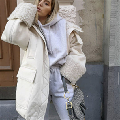 High Collar Lambswool Fur Outerwear