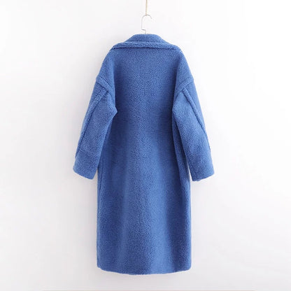 Pile Collar Double Breasted Thicken Fur Lambswool Outerwear