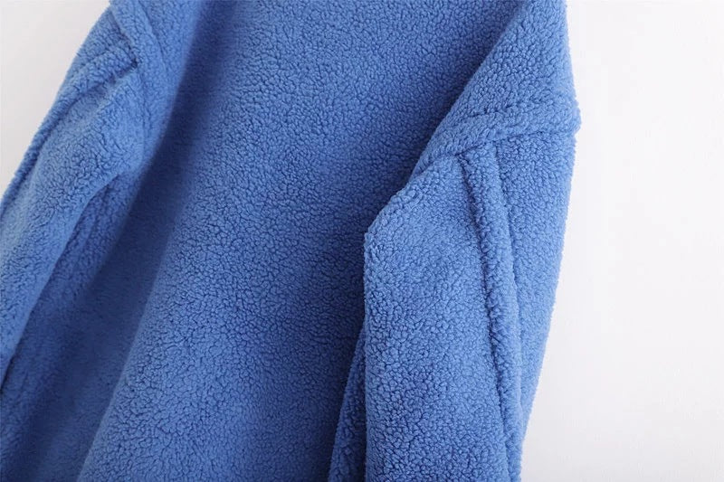 Pile Collar Double Breasted Thicken Fur Lambswool Outerwear