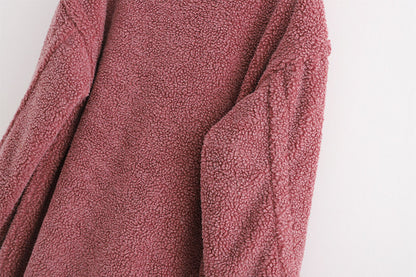 Pile Collar Double Breasted Thicken Fur Lambswool Outerwear