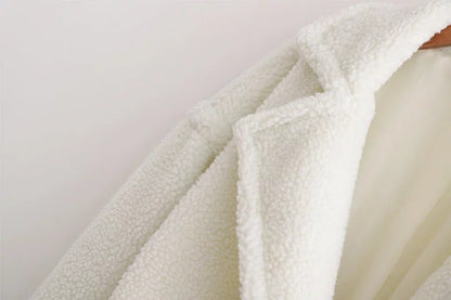 Pile Collar Double Breasted Thicken Fur Lambswool Outerwear