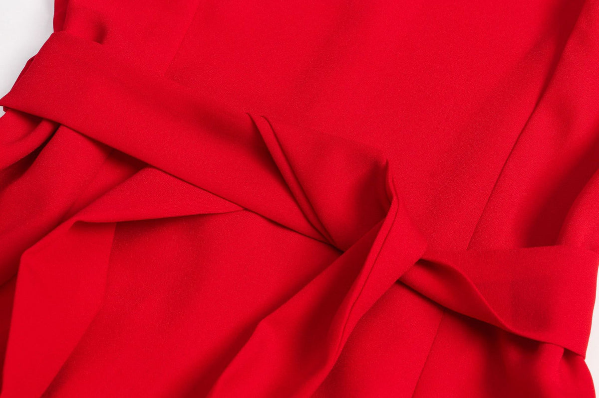 Red High Collar Long Sleeve Ruffle Mini Dresses