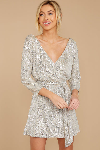 Sequins V-neck Backless Party Mini Dresses