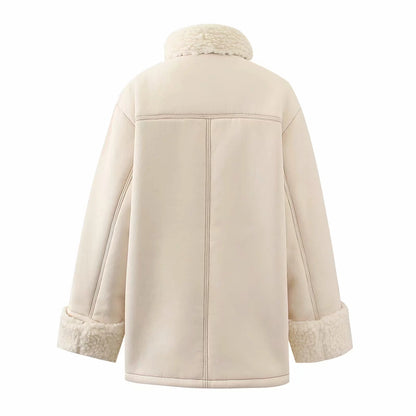 High Collar Lambswool Fur Outerwear