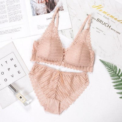 Lace Wireless Front Closure Lingerie Adjusted Plus Size Backless Bralette Bras Set