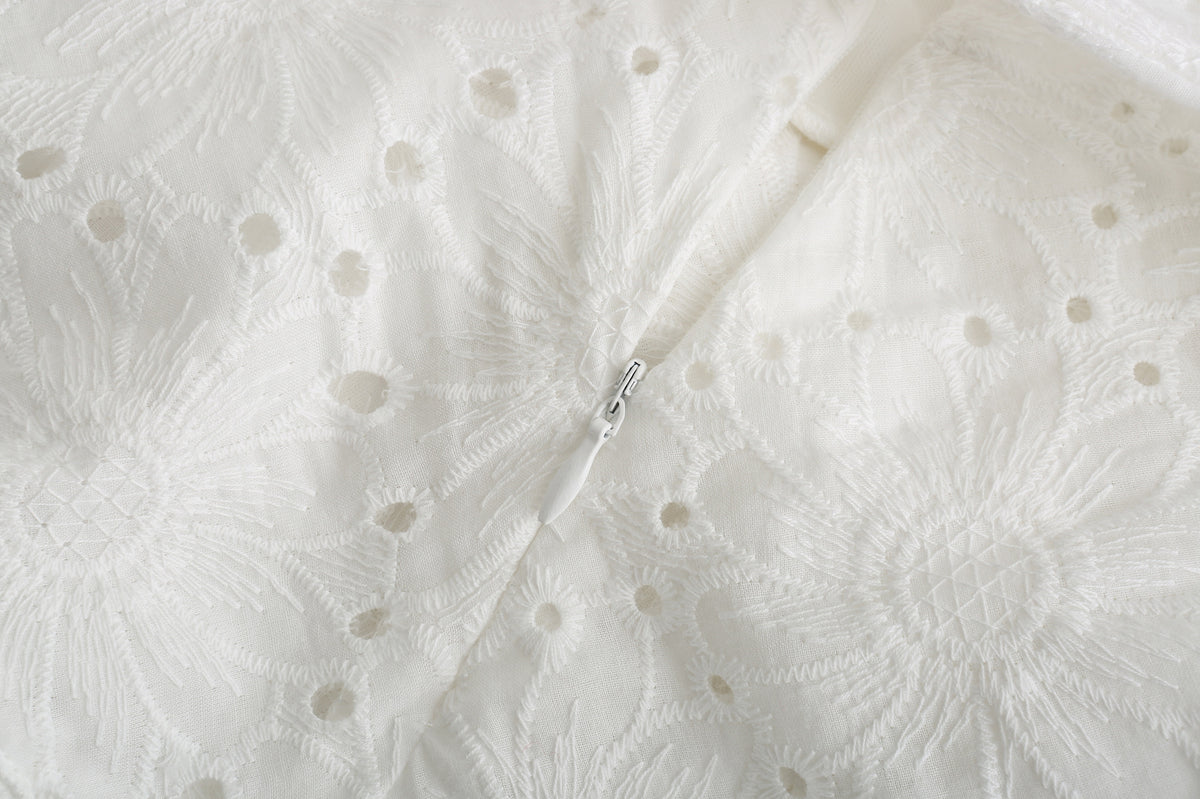 Vintage V-neck Hollow-out Lace Blouses Crop Tops