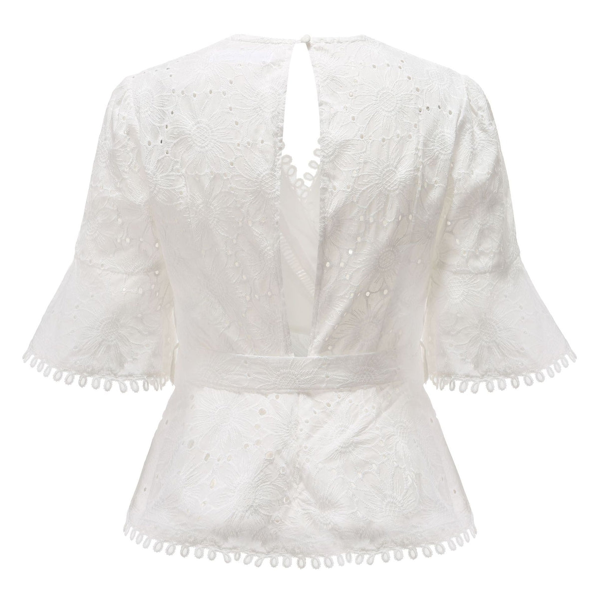 Vintage V-neck Hollow-out Lace Blouses Crop Tops