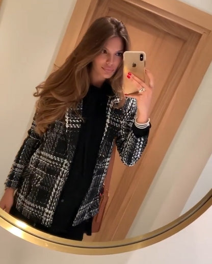 Black And White Stripes Single-breasted Suit Coat Blazers