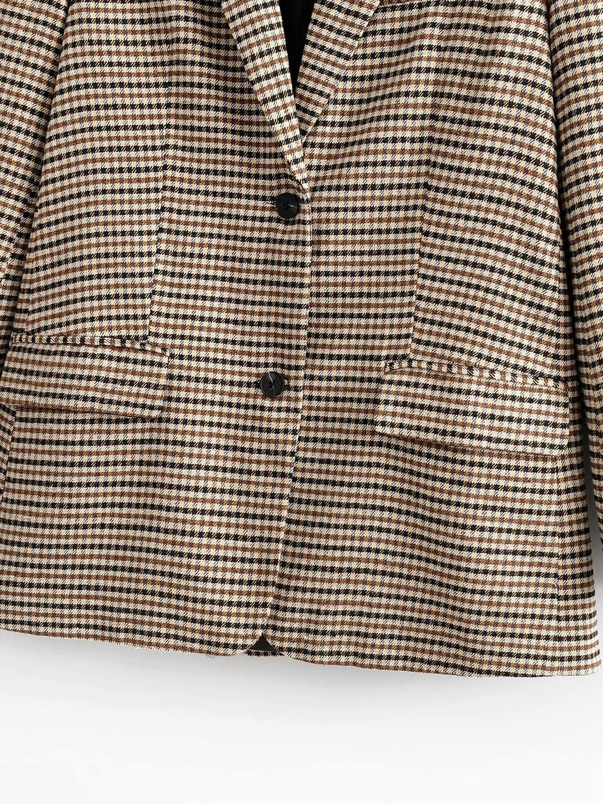 Single-breasted Houndstooth Coat Blazer Skirt Two-piece Suit