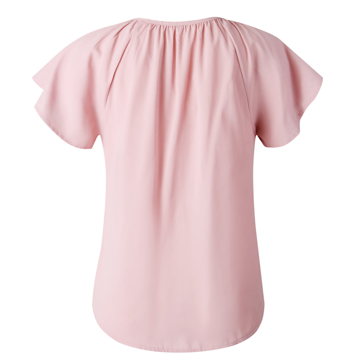 Ruffled Sleeves Lace-up V-neck Blouses T-shirt