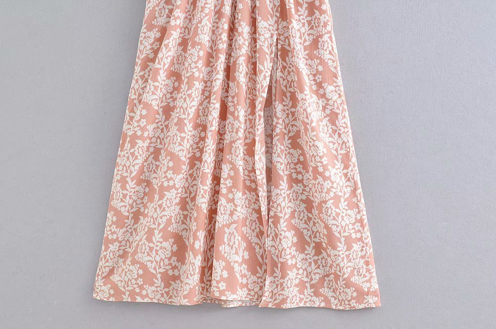 Batwing Sleeve V-neck Split Floral Maxi Dresses