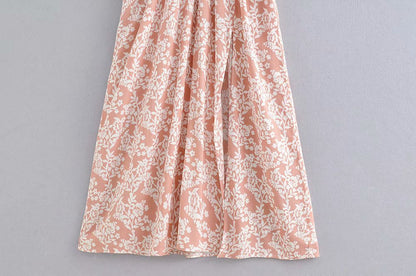 Batwing Sleeve V-neck Split Floral Maxi Dresses