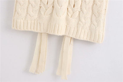 V-neck Knit Lacing Hollow-out Sweaters