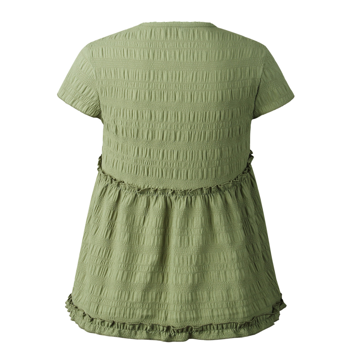 Frilly Short-sleeve Blouse Tops Casual T-shirt