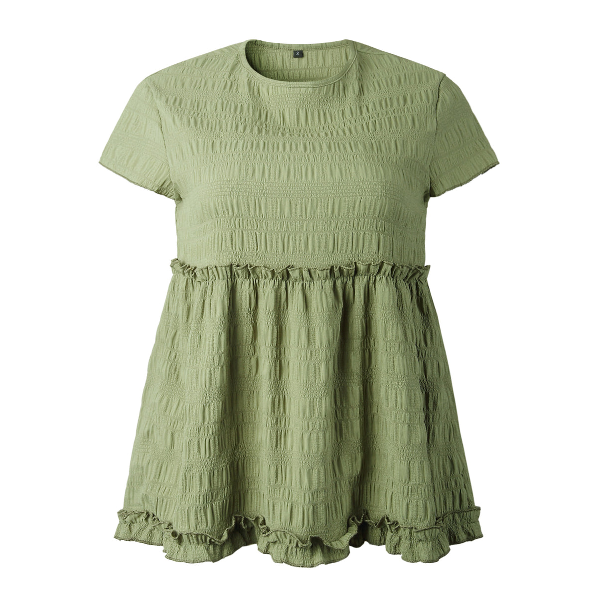Frilly Short-sleeve Blouse Tops Casual T-shirt