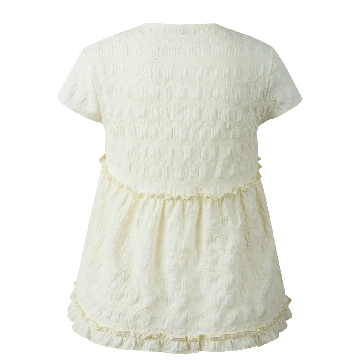 Frilly Short-sleeve Blouse Tops Casual T-shirt