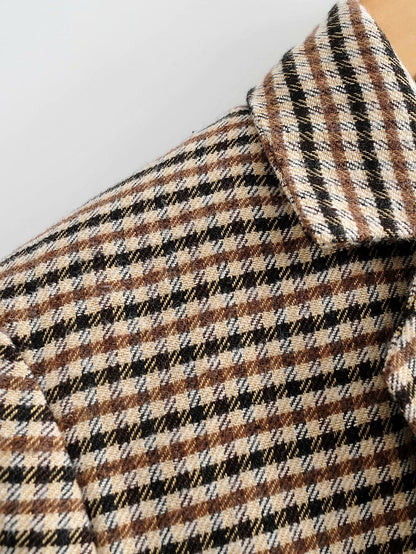 Single-breasted Houndstooth Coat Blazer Skirt Two-piece Suit