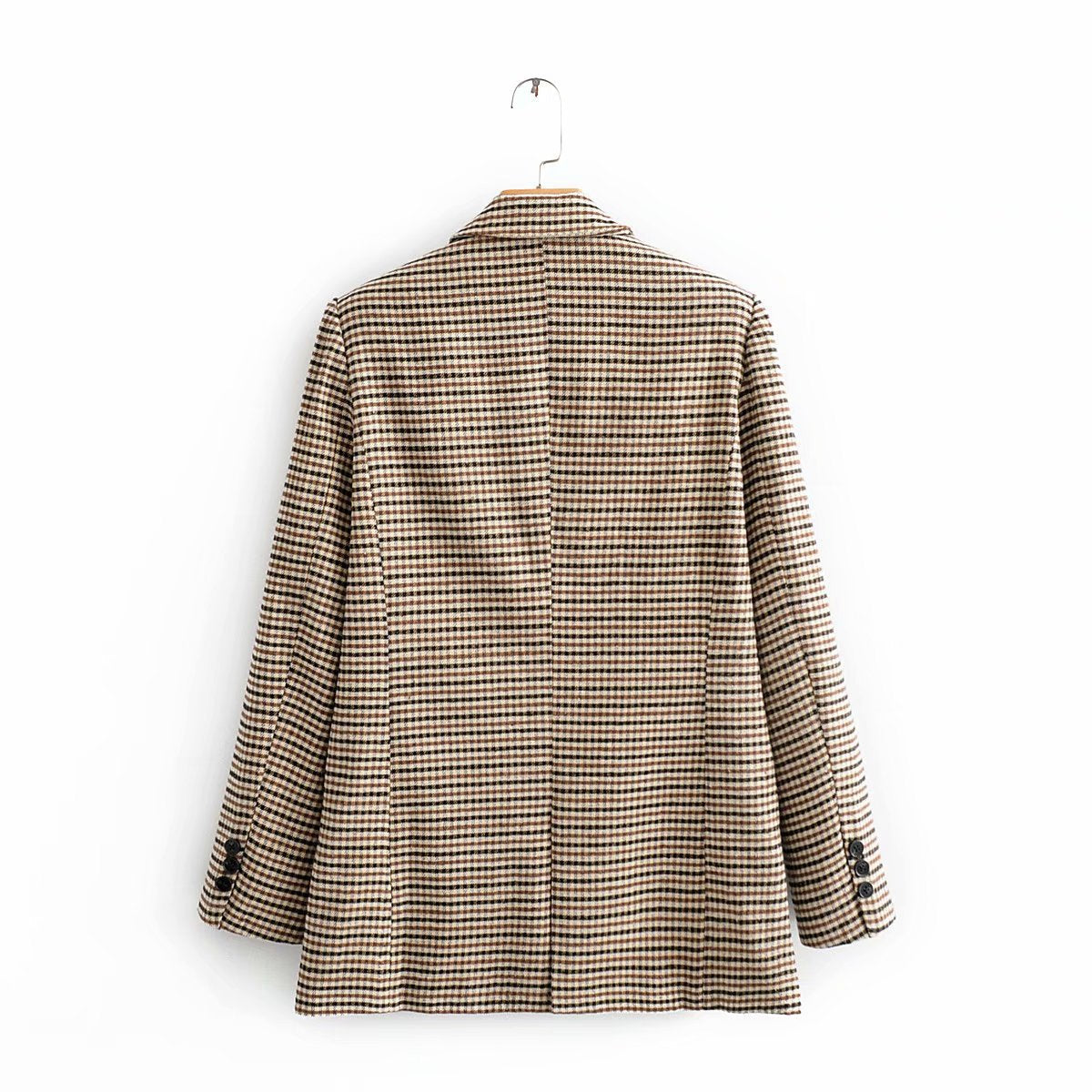 Single-breasted Houndstooth Coat Blazer Skirt Two-piece Suit