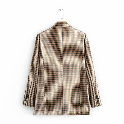 Single-breasted Houndstooth Coat Blazer Skirt Two-piece Suit