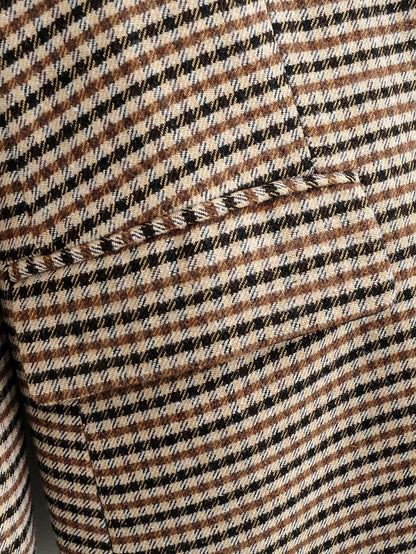 Single-breasted Houndstooth Coat Blazer Skirt Two-piece Suit