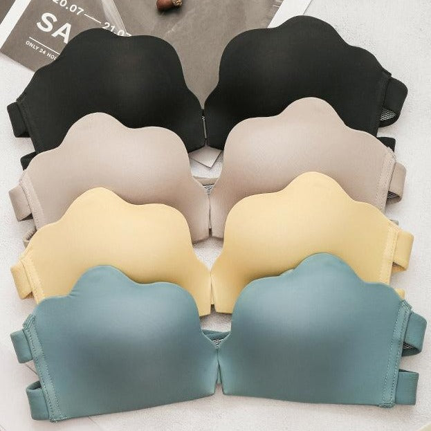 Strapless Bra Stickers Non-Slip Gather Front Buckle No Rims Invisible Underwear Thin Bras