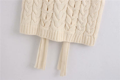 V-neck Knit Lacing Hollow-out Sweaters