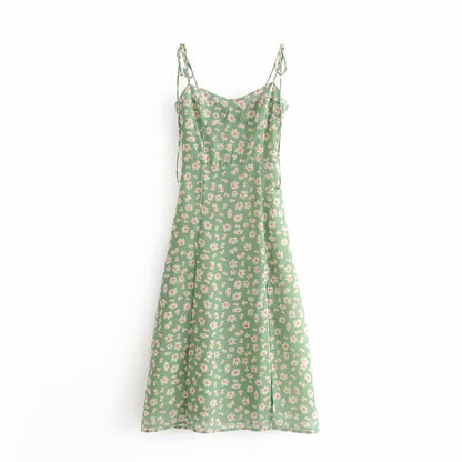 Sexy Suspenders Split Floral Daisy Midi Dresses
