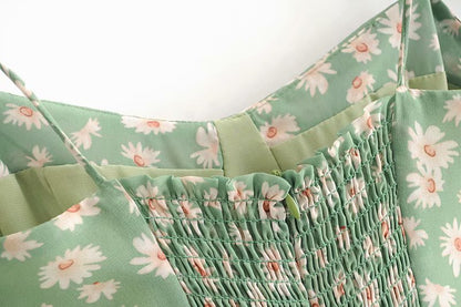 Sexy Suspenders Split Floral Daisy Midi Dresses
