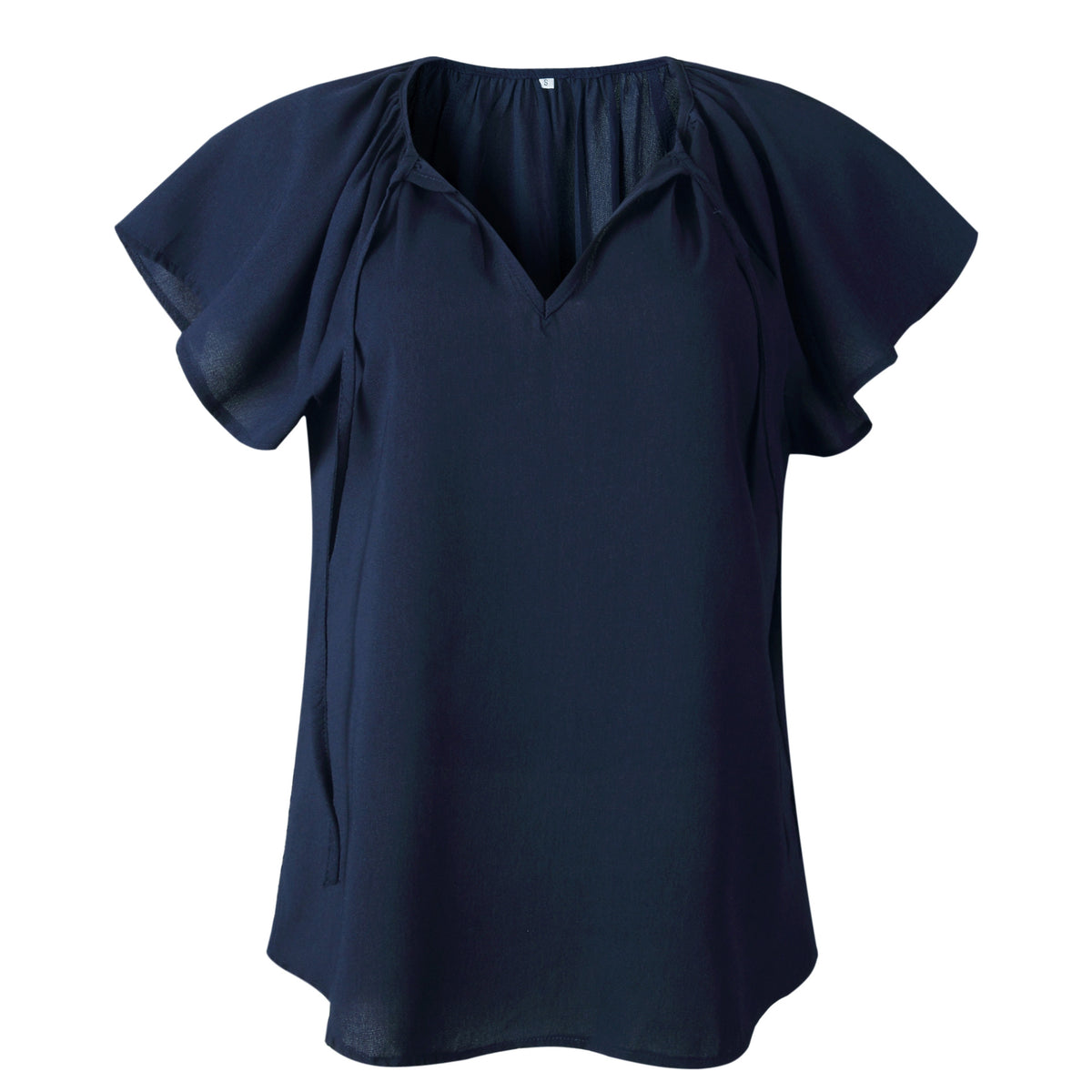 Ruffled Sleeves Lace-up V-neck Blouses T-shirt
