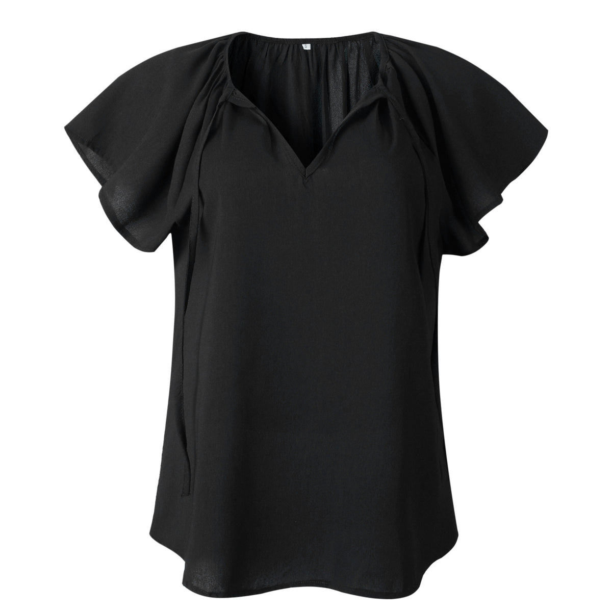 Ruffled Sleeves Lace-up V-neck Blouses T-shirt