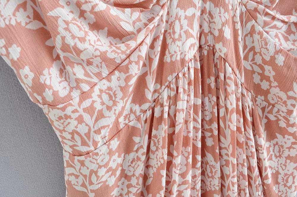 Batwing Sleeve V-neck Split Floral Maxi Dresses