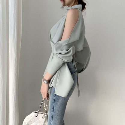 Puff Bubble Sleeves Strapless Single-breasted Blouses