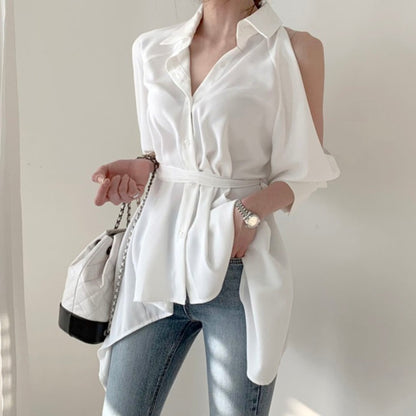 Puff Bubble Sleeves Strapless Single-breasted Blouses