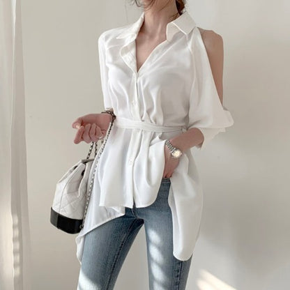 Puff Bubble Sleeves Strapless Single-breasted Blouses