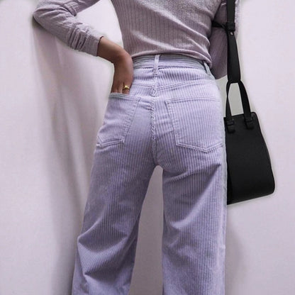 Corduroy Zipper Pocket Straight Pants