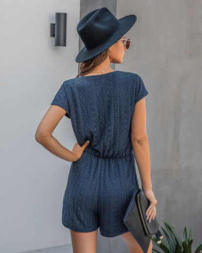 V-neck Lace Elasticized Waist Jumpsuit