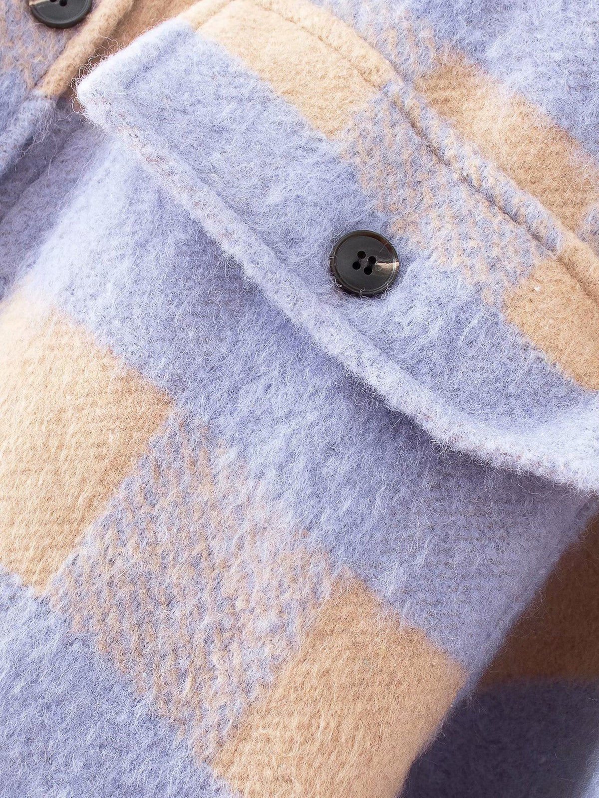 Purple Grid Single-breasted Irregular Hem Coat