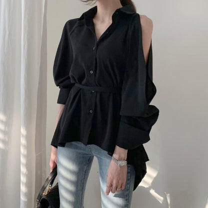 Puff Bubble Sleeves Strapless Single-breasted Blouses