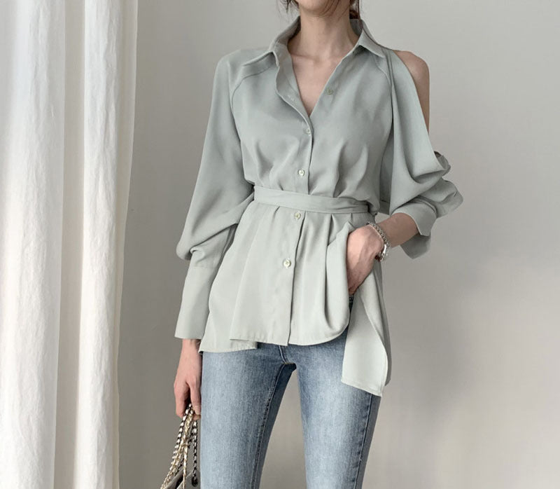 Puff Bubble Sleeves Strapless Single-breasted Blouses