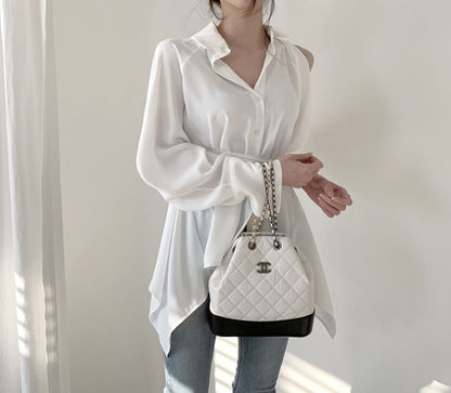 Puff Bubble Sleeves Strapless Single-breasted Blouses