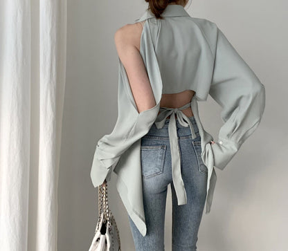 Puff Bubble Sleeves Strapless Single-breasted Blouses