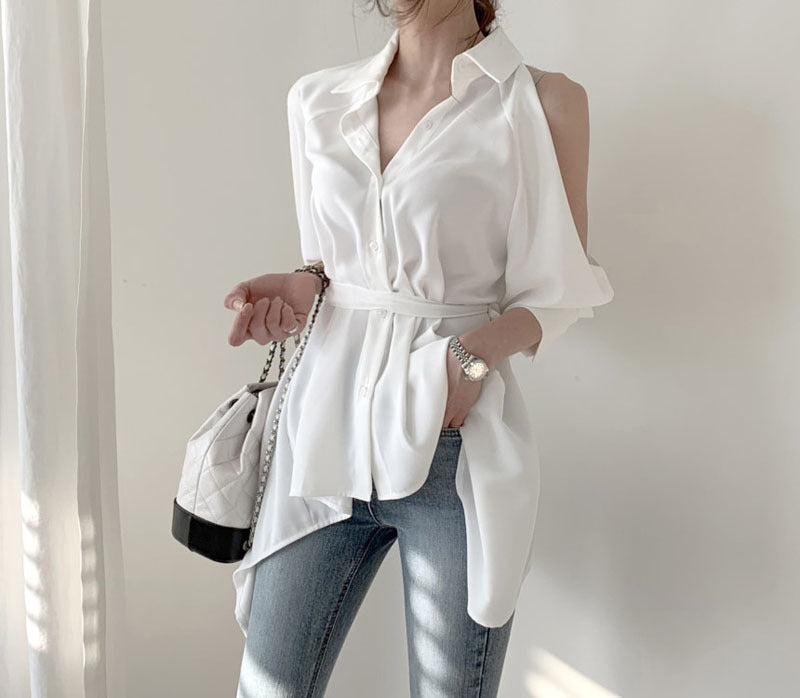 Puff Bubble Sleeves Strapless Single-breasted Blouses