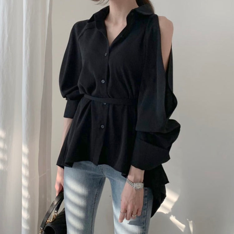 Puff Bubble Sleeves Strapless Single-breasted Blouses