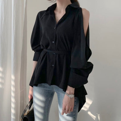 Puff Bubble Sleeves Strapless Single-breasted Blouses
