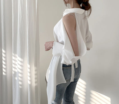 Puff Bubble Sleeves Strapless Single-breasted Blouses