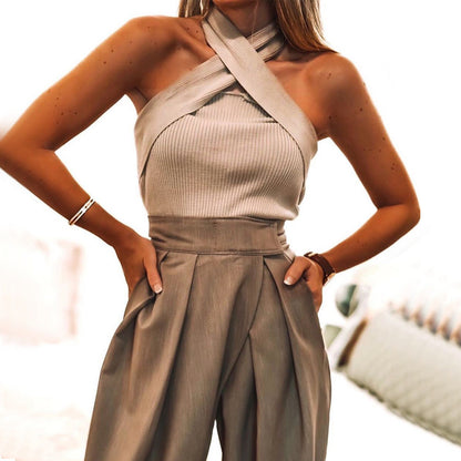 Cross Strapless Halter Camis Tops Sweaters