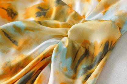 Tie Dye Vintage Irregular Hem Floral Bodycon Party Midi Dresses