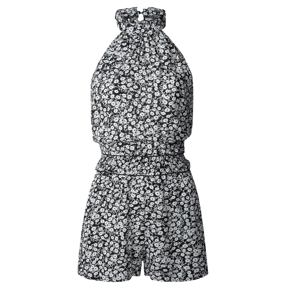 Womens Off Shoulder Halter Strapless Floral Print Jumpsuit Rompers