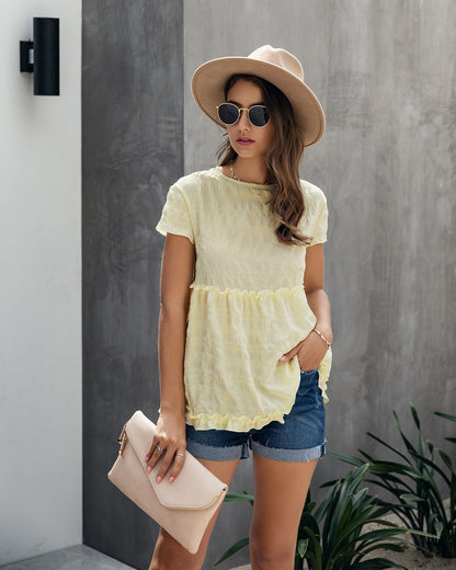 Frilly Short-sleeve Blouse Tops Casual T-shirt