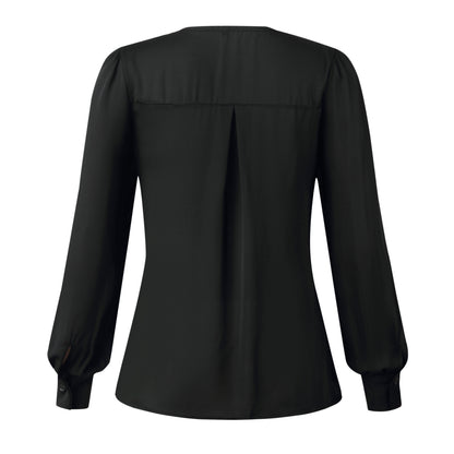 Single-breasted V-neck Long Sleeve Shirt